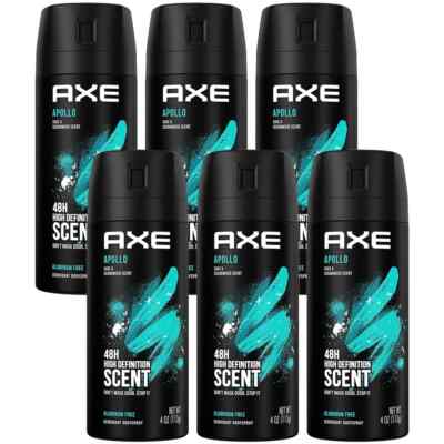 AXE All Day Fresh Apollo 150ml Men's Deodorant Body Spray 6 pack