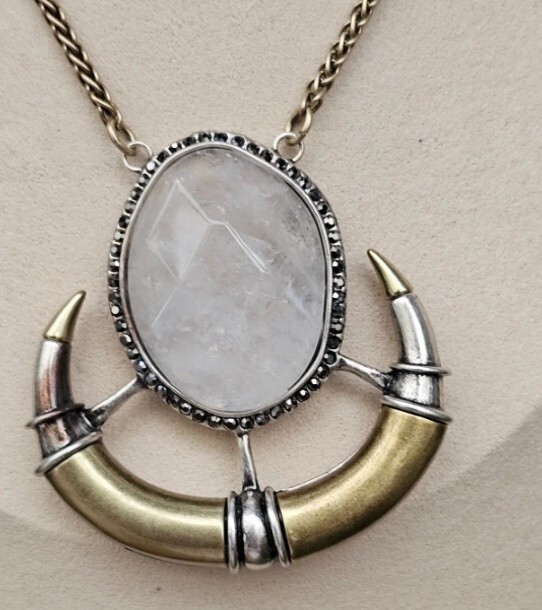 Park Lane VIKING Antiqued Gold/Silvertone Crystal Reversable Long