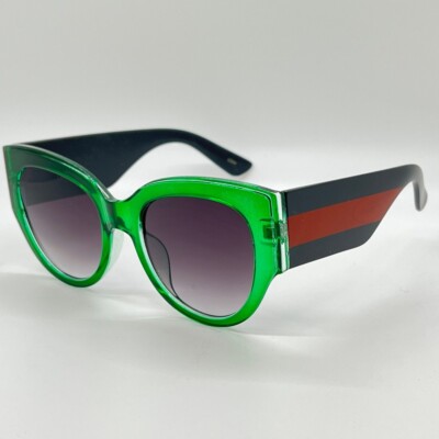 Women Sunglasses Oversized Green Frame Gradient Lens UV400 Protection Sun Lentes