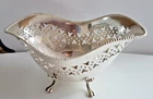 Sterling Silver Towle Pierced & Footed Candy/Nut Dish Curved Oval Beaded Rim