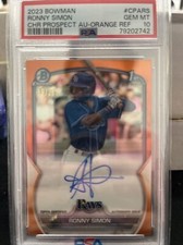 2023 Ronny Simon 1st Bowman Orange Chrome Refractor Auto  /25 PSA 10 Gem Mint