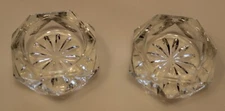 2 Vintage Clear Glass Salt Dips, Open Salts 6 Sided Individual 1 3/4" Across