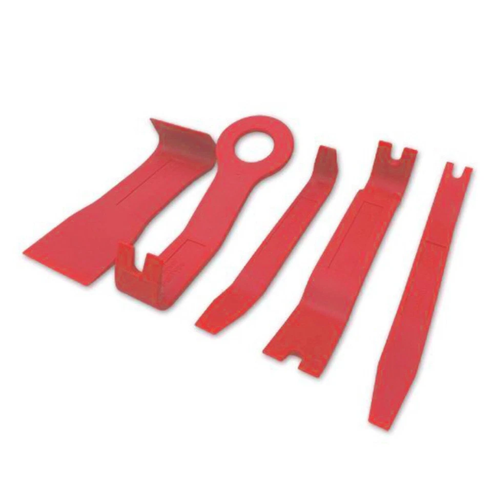 5 piezas herramientas abiertas de palanca para quitar molduras de tablero molduras panel puerta interior coche nailon rojo Foto 4 de 4