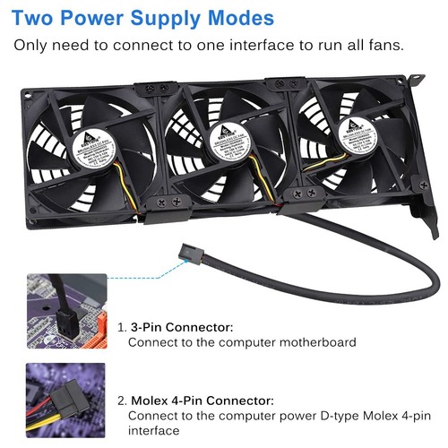 **PCI Slot GPU Cooler | 3 x 90mm Fans | VGA Graphics Card Cooling Bracket** - Afbeelding 5 van 8