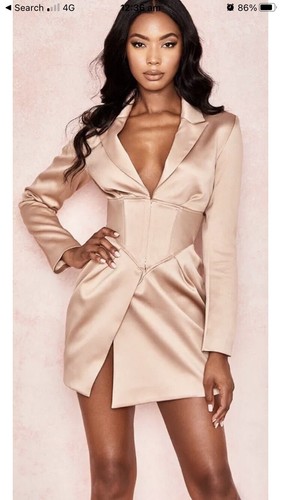 HOUSE OF CB - SATIN TUX DRESS M