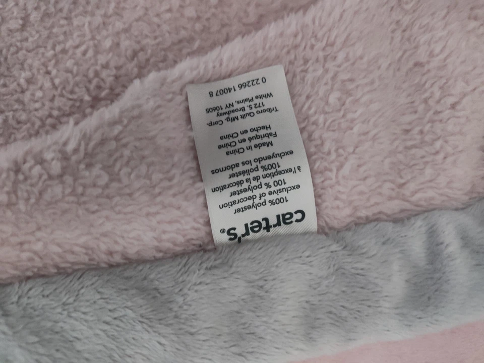 Manta Carter's Rosa Cachorro Perro Borde Gris Suave Felpa Bebé Niña Foto 3 de 3