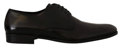 Dolce&Gabbana Men Black Derby Shoes 100% Leather Solid Lace Up Classic Booties