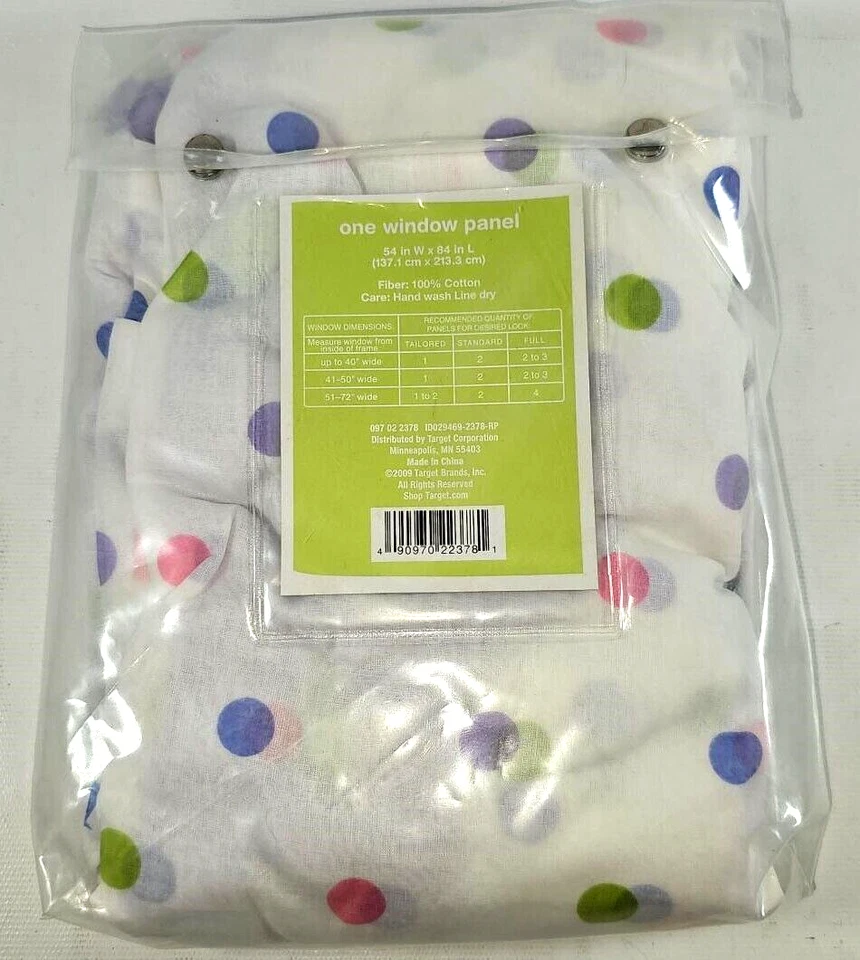 Nuevo Circo Panel Ventana Cortina 54" x 84" 100% Algodón Lunares Pompones Foto 4 de 4