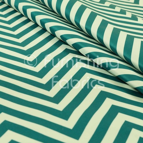 Fire Treated New Teal White Chevron Stripe Velour Velvet Print Upholstery Fabric - Picture 3 of 4