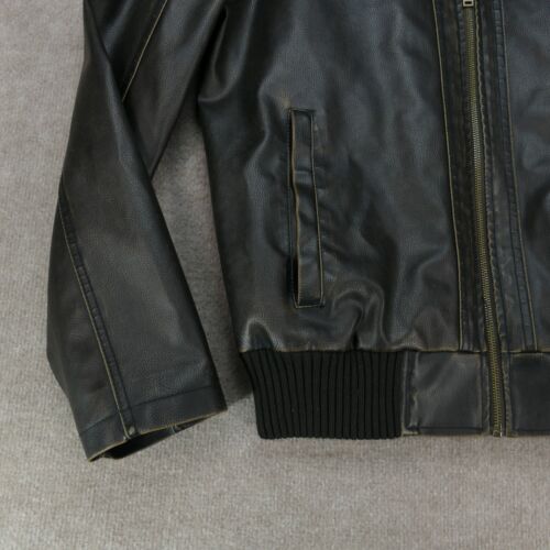 Guess Motorcycle Jacket Full Zip Size M Brown Genuine Biker - Picture 4 of 15