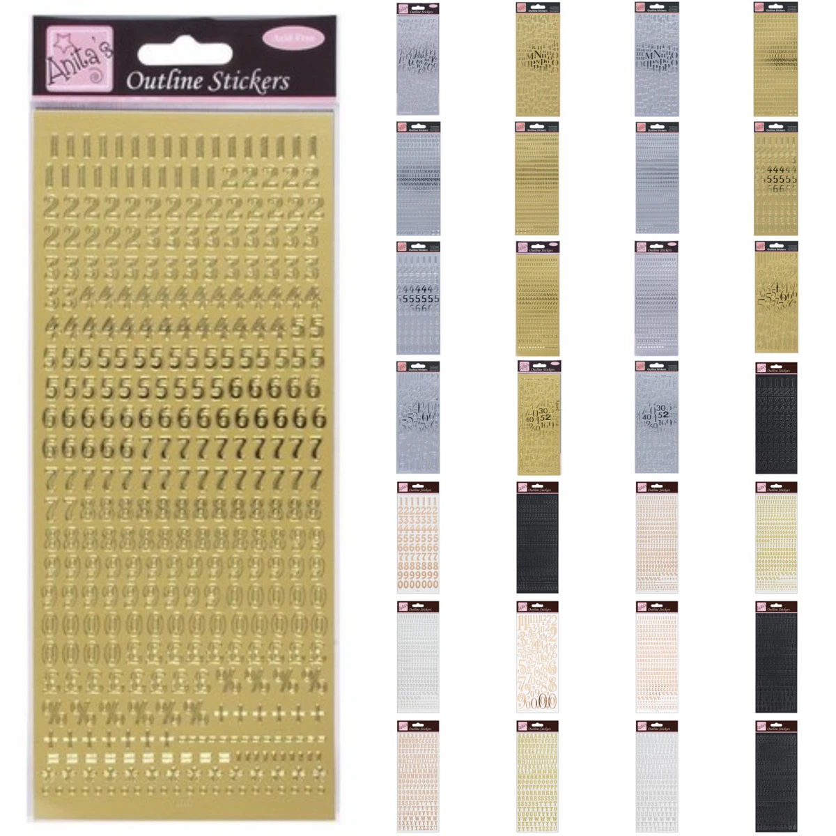 Hyakoz 8 Fogli Adesivi Lettere E Numeri Oro – Grandi, In Vinile Impermeabile, Per Scrapbooking E Decorazioni - 6