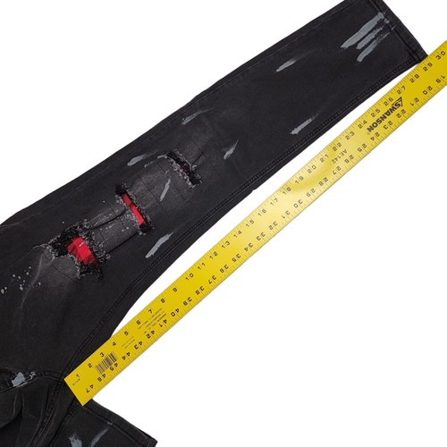 Neu mit Etikett Romwe Medium Distressed Herrenjeans Farbspritzer Skater gerades Bein Hose - Bild 4 von 11