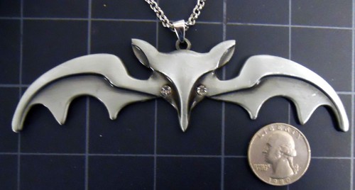 Lily Munster Necklace Pendant Stainless Chain New Huge Goth Bat The Munsters New - Picture 12 of 21