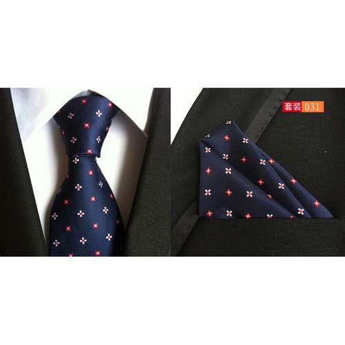 Mens Floral Flower Polka Dots Neck Ties Pocket Square Set Tie Hanky Handkerchief - Picture 3 of 12
