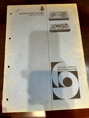 Bang Olufsen B&O BEOGRAM 1202 3000 TYPES 5237 5228 Service Manual **ORIGINAL*
