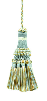 Elegant Key Tassel / 4'' tassel, 3.5'' Loop Style# NKT - AQUA BLUE, BEIGE