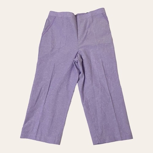 Alfred Dunner Classic Fit Capri High Rise Womens Pants Size 10 Linen Blend NWT - Picture 2 of 10