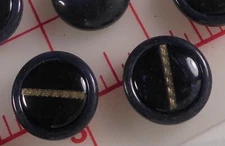 8 Well Made Shank Buttons w/Decorative Metal Center Line Italy 24mm 15/16" Navy