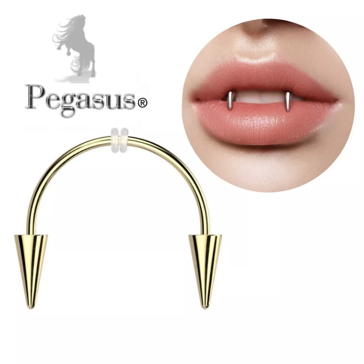 Vampire fang lip best sale piercing