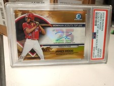 2023 Bowman - Scouts Top 100 Gold /50 #BTP-25 James Wood (RC) AUTO PSA 10
