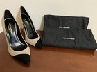 YSL Saint Laurent Paris Suede Pointy Toe Pump Tan Beige Black — photo 2