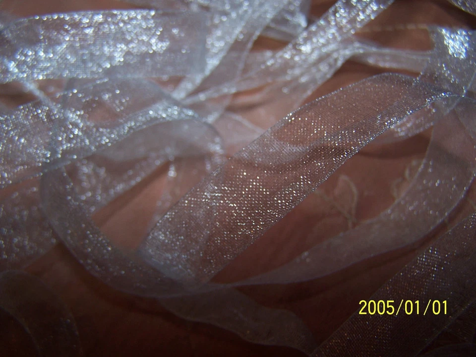 JOLI RUBAN EN MOUSSELINE D'ORGANZA. REFLETS IRISES. COULEUR blanc. N°203 - Photo 2/4