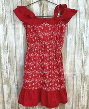 ASOS Red Eyelet Ruffle Sleeveless Shoulder Dress Size UK 4 US 0 XS S NEW