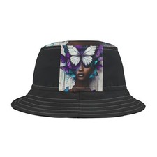 Butterfly Beauty Bucket Hat, Women's Fashion Denim Sun Hat, Trendy Blue