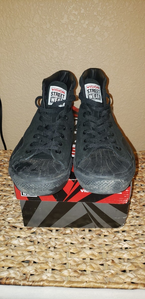 Vision Street Wear Men's Suede Hi Top Retro BLACK Skate Shoe Size