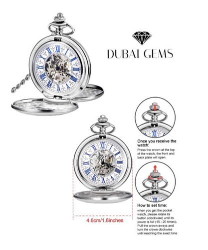 Silber Taschenuhr mit Kette kommt schön Geschenk verpackt Geschenkidee portofrei - Bild 2 von 3