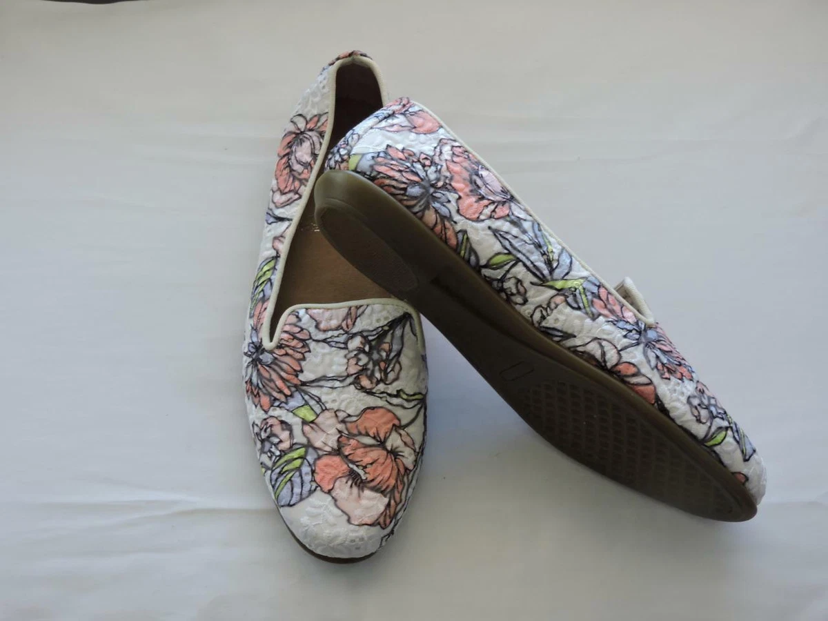 AEROSOLES White Floral Betunia Loafer Flats Shoes 10 89.00 NEW IN BOX