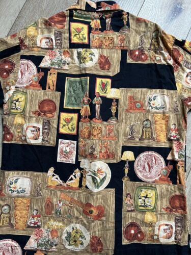 Jimmy Buffett Margaritaville Button Print Hawaiian Shirt Hula Girl Ukulele Sz L - Picture 10 of 11