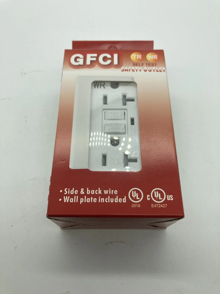 10PK GFCI GFI Outlet 20Amp WR/TR White GFCI Receptacles Outdoor Kitchen Bathroom - Image 3 of 4