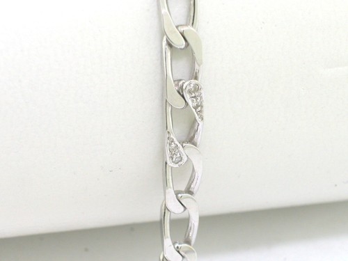 Massives Panzer Armband 585 Weißgold 14K 20 Diamanten 0,15ct Wesselton - Bild 2 von 6