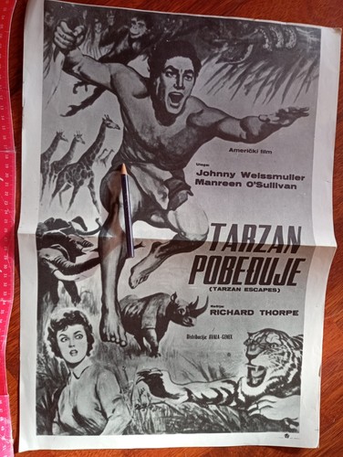 Tarzan the Ape Man 1932 Johnny Weissmuller VINTAGE YUGOSLAVIA MOVIE POSTER FILM - Picture 4 of 12
