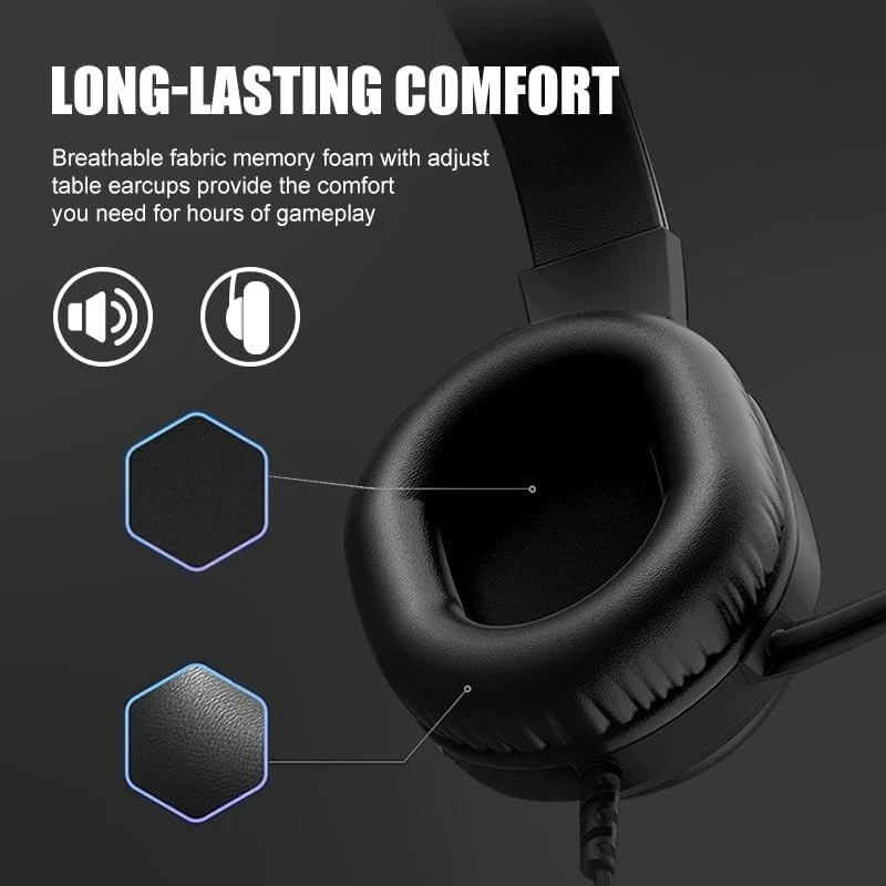 3.5mm Gaming Headset Mic LED Headphones Stereo Bass Surround For PC PS4 Xbox One - Image 3 of 4
