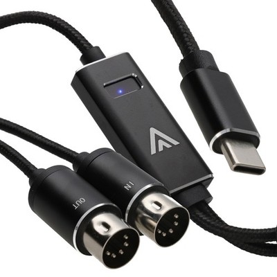 USB-C Zu MIDI 5-Pin Interface Adapterkabel MIDI In/Out Schwarz 2m