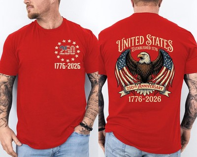 250 Years American Flag Bald Eagle 250th Anniversary USA Front & Back T-Shirt