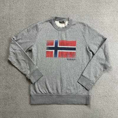 NAPAPIJRI Herren Pullover Sweatshirt Gr S Sweater Sweat Retro Logo 9517 Grau