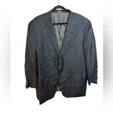 Hickey Freeman gray and Blue Striped Worsted Wool Astor Sports Coat Size 48R