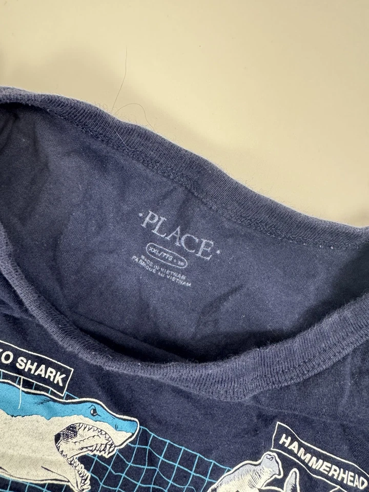 Camiseta PLACE con Gráfico de Tiburón para Niños XXL 16 Manga Corta Azul Marino Foto 3 de 4