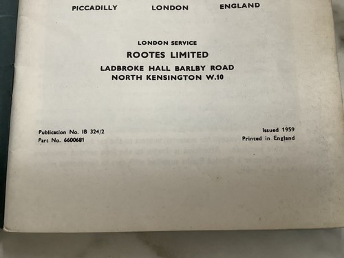 Sunbeam Alpine - Owners Handbook - 1959 - Original Rootes Group - IB 324/2 - Picture 3 of 14