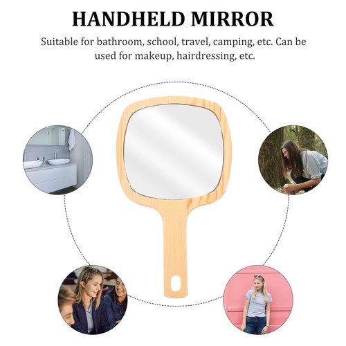 5 pcs Wooden Handle Makeup Mirror Creative Cosmetic Mirror Handle Mirror - Picture 9 of 12