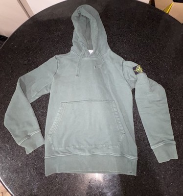 Stone Island Green Hoodie Compass Patch Pullover Size M