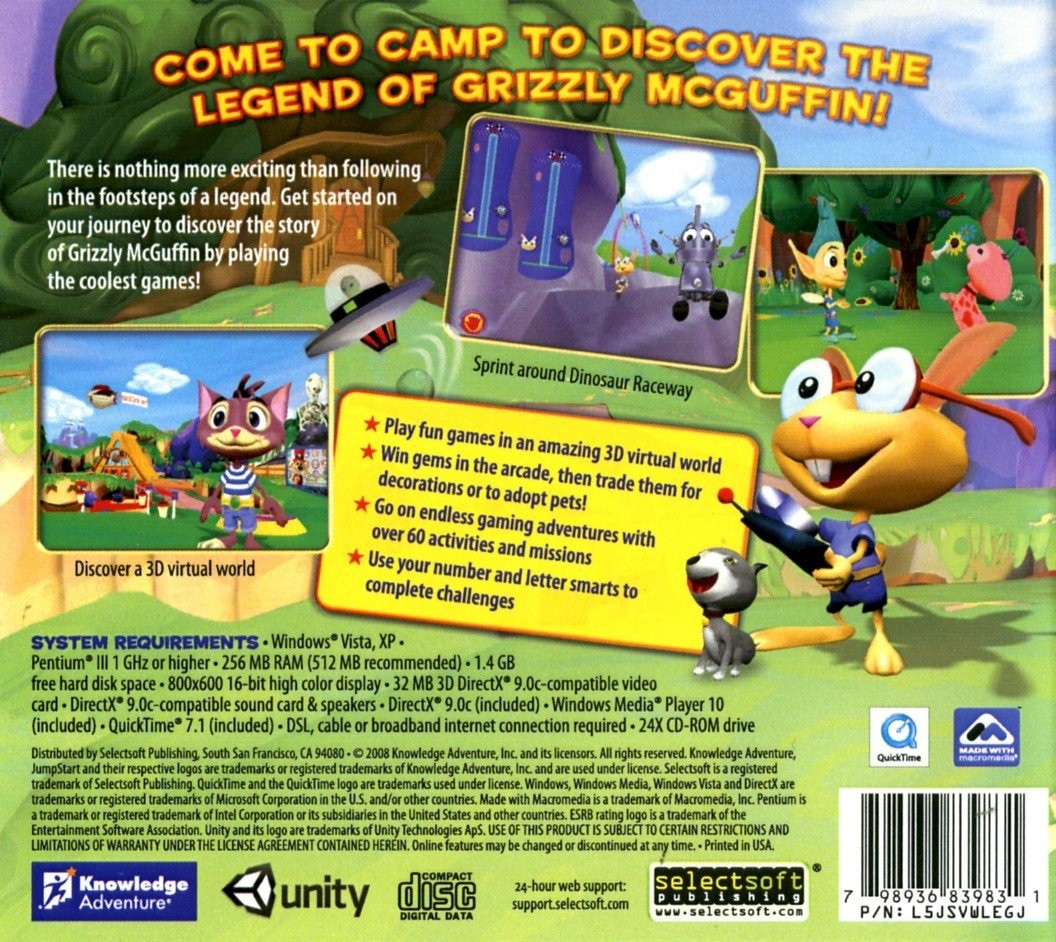 JumpStart 3D Virtual World Legend Grizzly McGuffin JC