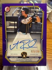 2026 Bowman Purple Autograph BPA-AF ANDREW FISCHER 1st Auto /250 - Brewers RY