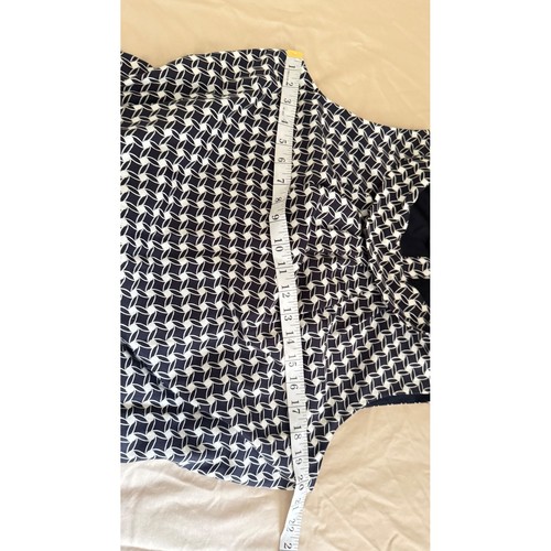Talbots Sleeveless Houndstooth Dress Belted Career Work BlackWhite 12 Silk Blend - Picture 10 of 11