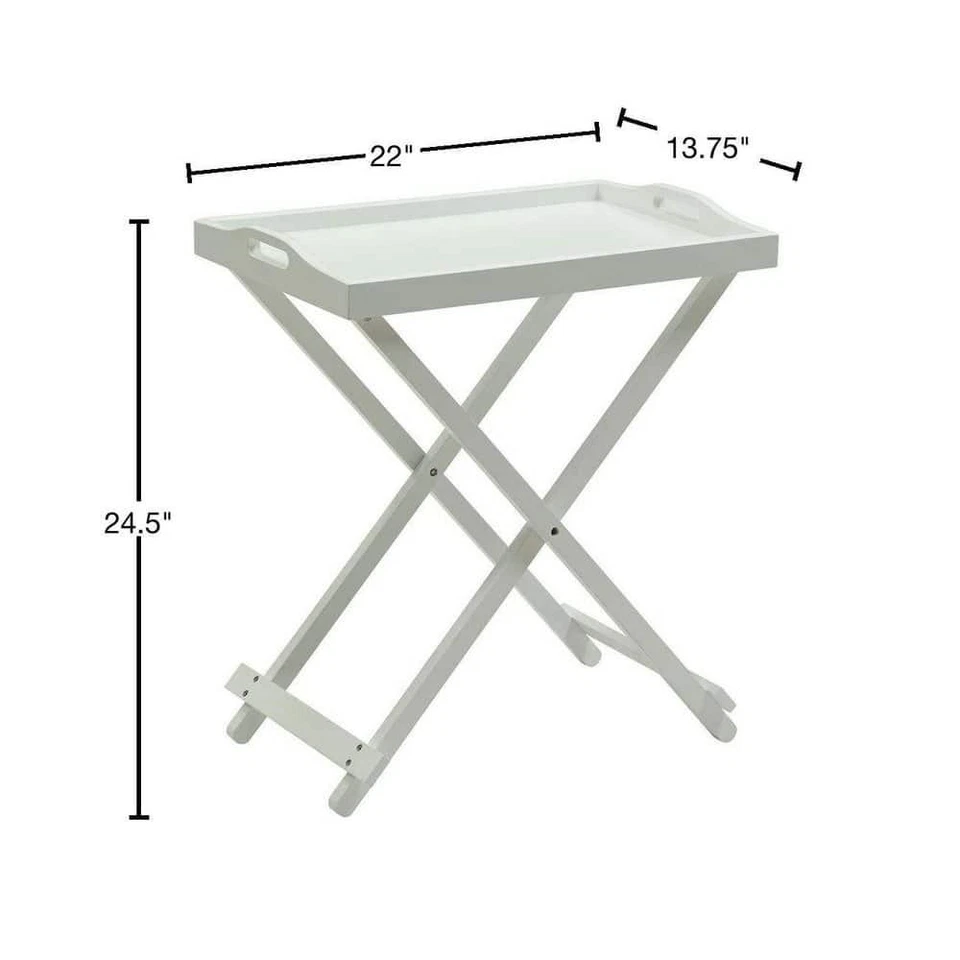 Convenience Concepts Folding Tray TV End Table 22" W White Rectangle Wood Modern - Image 4 of 4