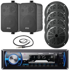 Pyle PLMRB29B 1 DIN Stereo Receiver, 4x 5.25'' Speakers, 2x 4" Speakers, Antenna