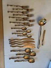 Izabel Lam International Bronze Tableware.Setting For 4 Plus Ladle & Bread Knife